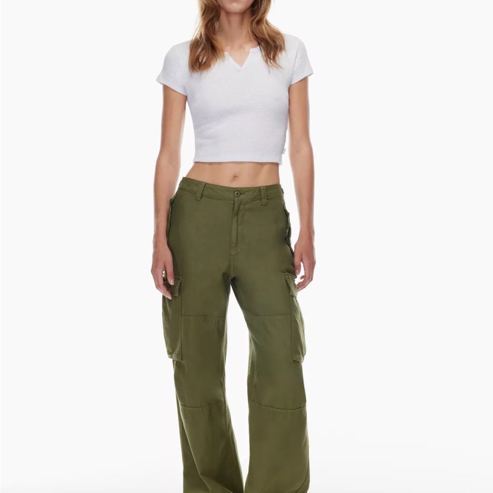 TNA Aritzia Notch Waffle White T-Shirt